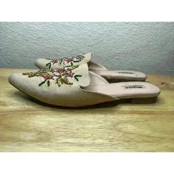 Dune London Blush Pink Mules w/ Beaded Embroidered Floral Detail Size 6.5 Flats - Picture 5 of 10